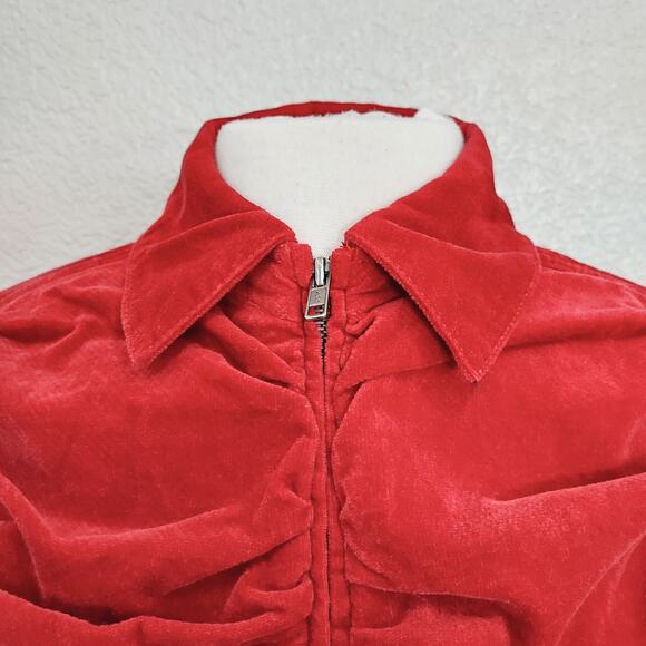 Newport News Red Ruched Zip Jacket Size L - Picture 3 of 12